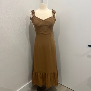 Tiered smocked shoulder tie dress